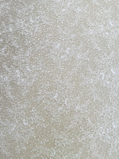 White French Made Beaded Chantilly Lace Fabric Off White Chantilly Lace with Eyelash Fringe Bridal Wedding Gown Material,Sold as 3-Meter Piece