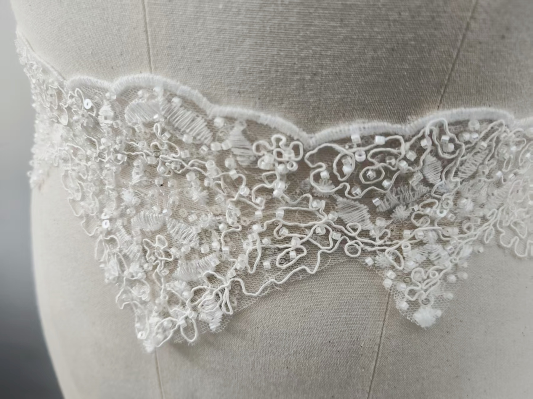Sequined Lace Trim, Alencon Lace Trim, Beaded Cord Lace Trim For Wedding Veil cloth accessories, Bridal Lace Trim with Beads