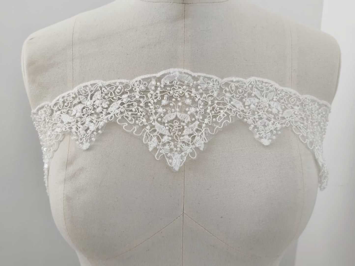 Sequined Lace Trim, Alencon Lace Trim, Beaded Cord Lace Trim For Wedding Veil cloth accessories, Bridal Lace Trim with Beads