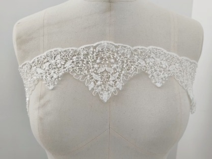 Sequined Lace Trim, Alencon Lace Trim, Beaded Cord Lace Trim For Wedding Veil cloth accessories, Bridal Lace Trim with Beads