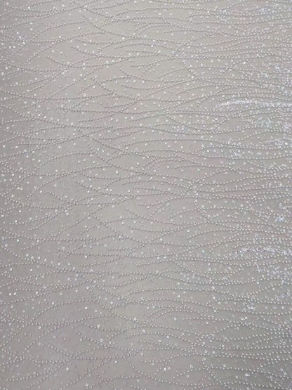 3D Beaded Lace Fabric with Sequins, Bridal Mesh with Volumetric Pearl Beading, Couture Sheer Tulle Embroidery by the yard