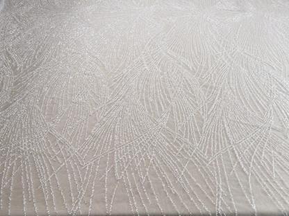 Beaded Lace Tulle Fabric with Line, off-white Wedding Dress Lace, DIY Dress Material by the Yard,Houte Couture