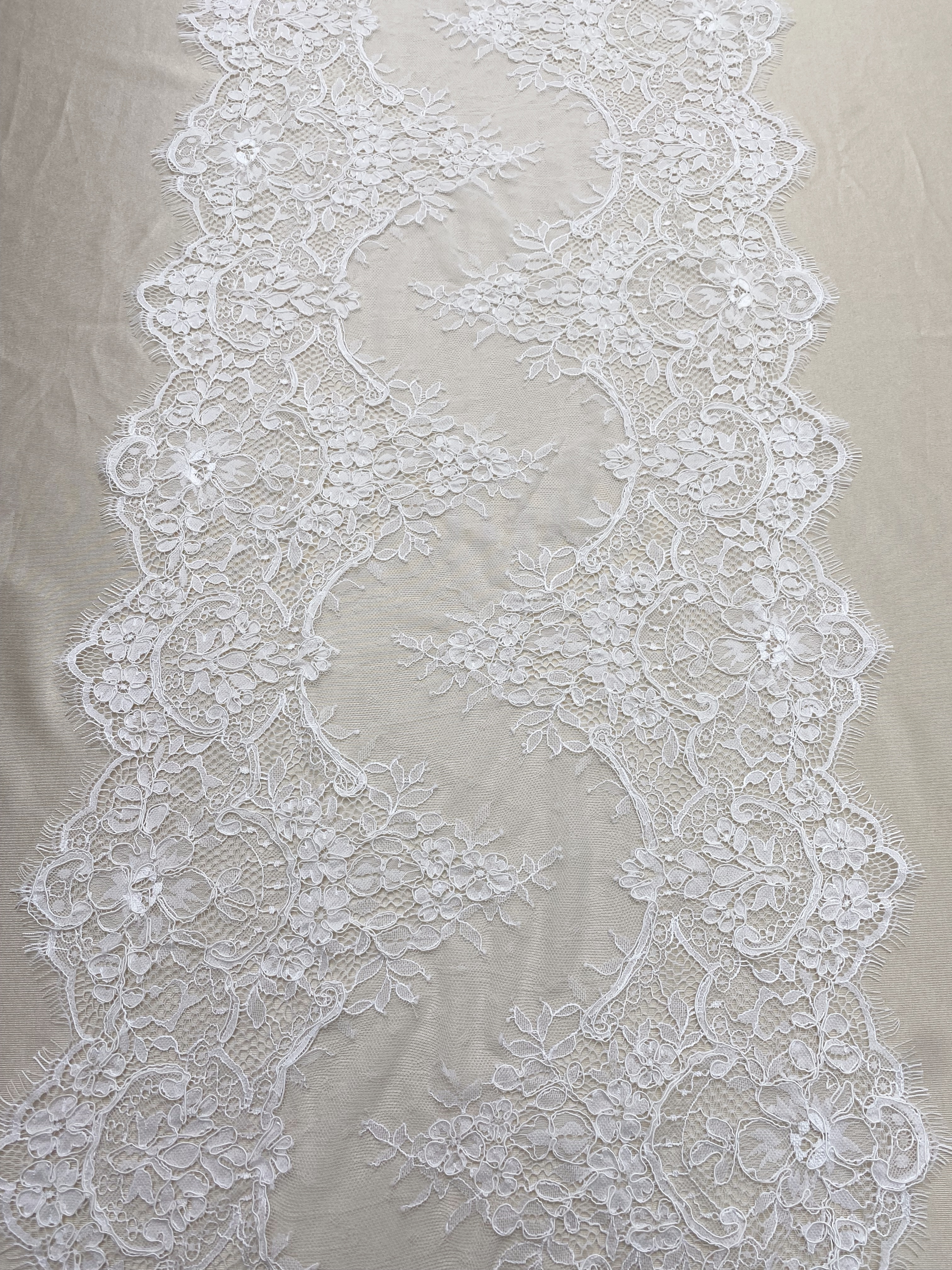 3 Meters French Corded Lace Trim,Floral Eyelash Lace for Bridal Wedding Veils or Dresses