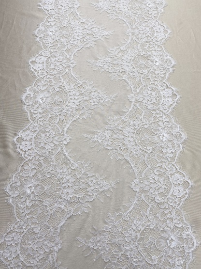 3 Meters French Corded Lace Trim,Floral Eyelash Lace for Bridal Wedding Veils or Dresses
