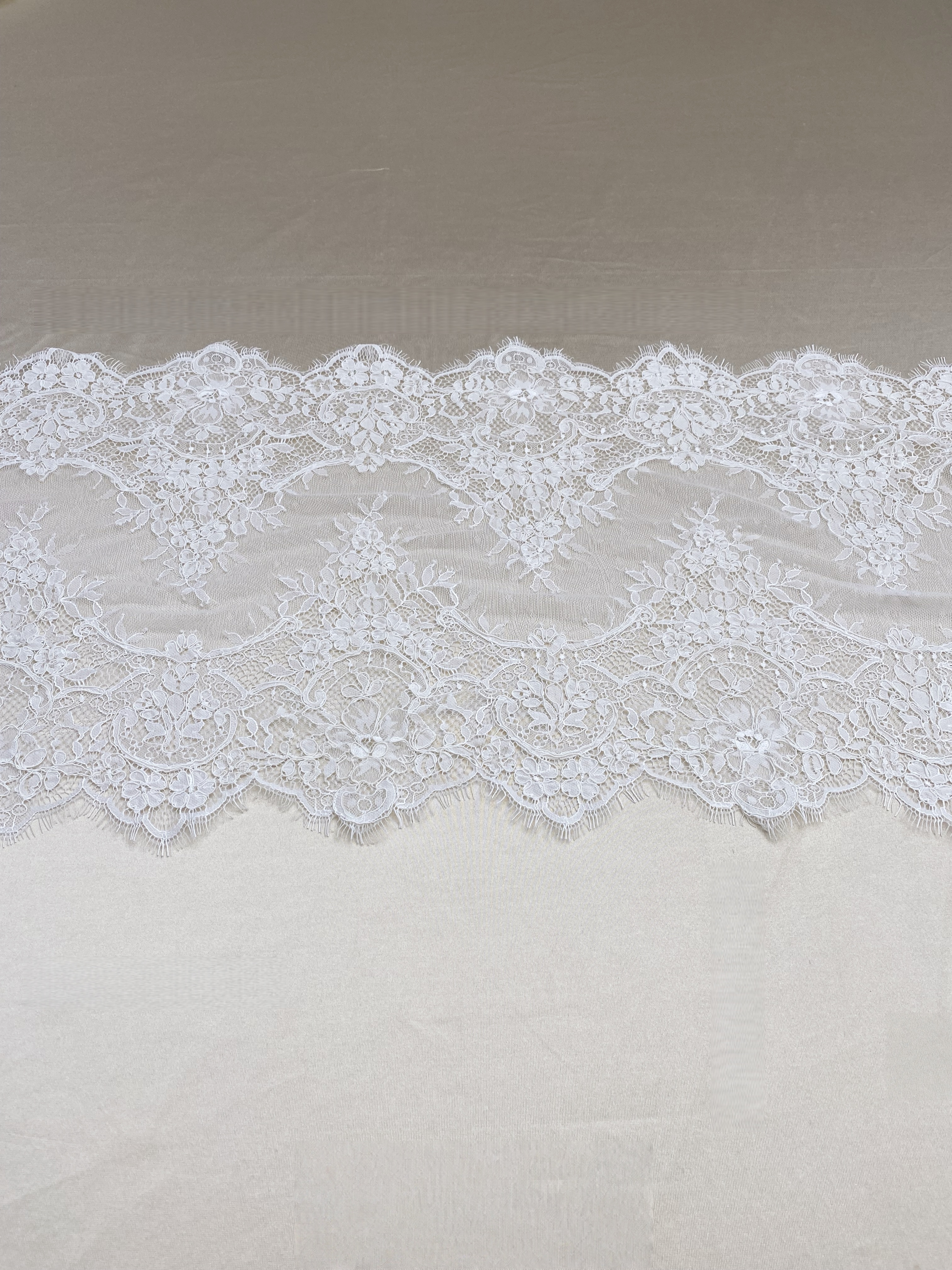 3 Meters French Corded Lace Trim,Floral Eyelash Lace for Bridal Wedding Veils or Dresses