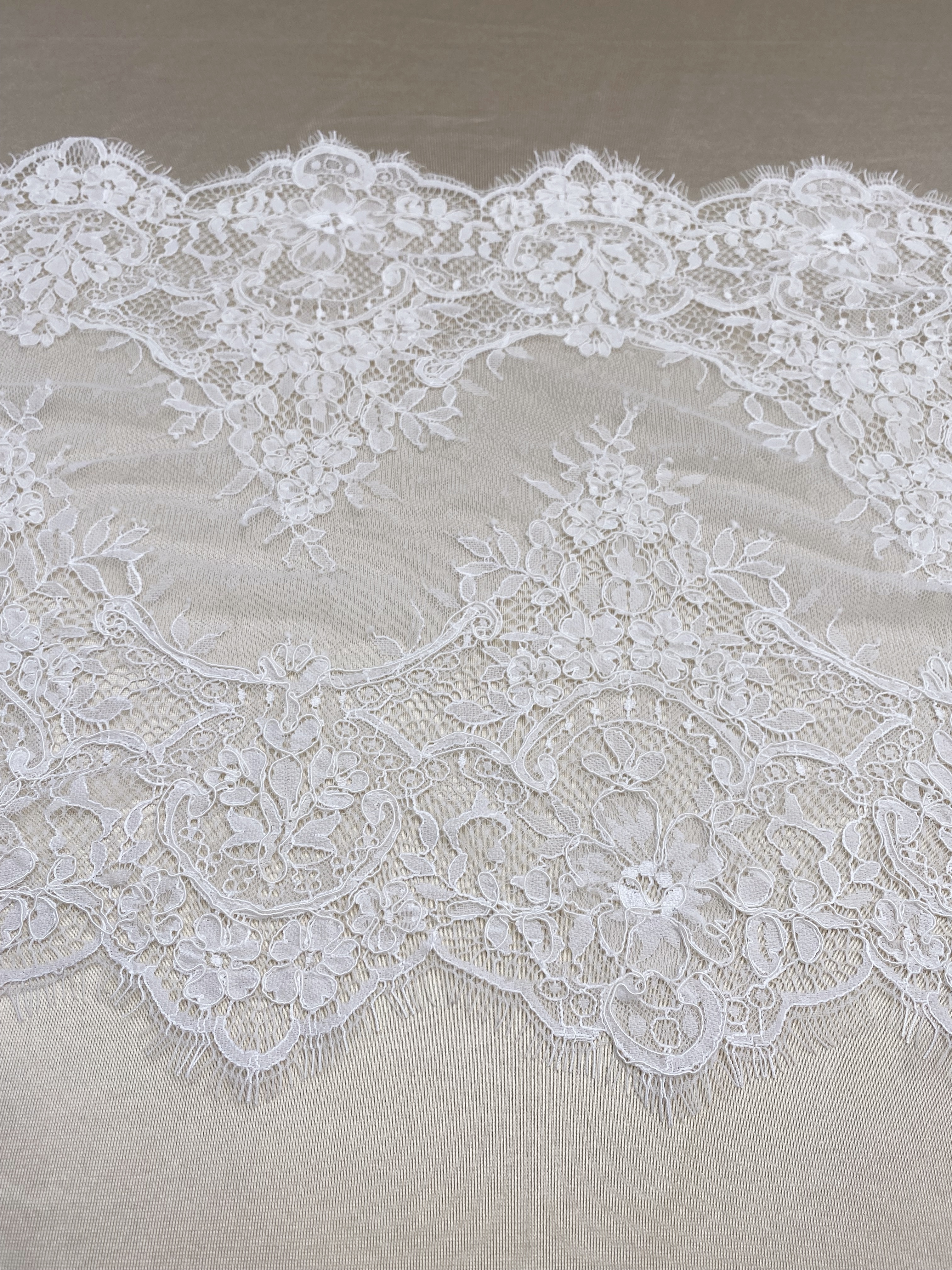 3 Meters French Corded Lace Trim,Floral Eyelash Lace for Bridal Wedding Veils or Dresses