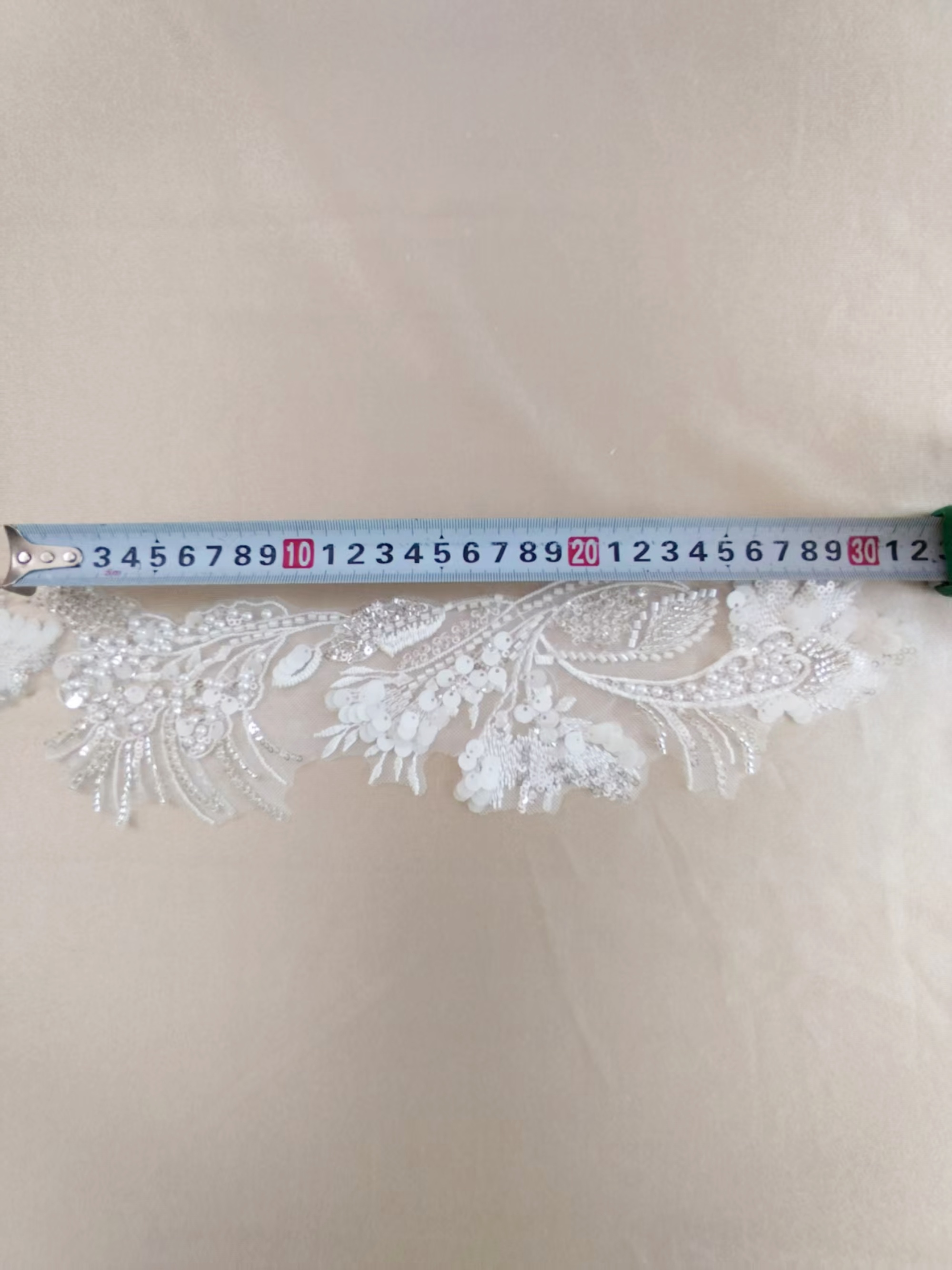 Sequined Lace Trim,3D Beaded Bridal Lace Appliqué with Sequins on Silver Thread, Wedding Dress Embellishment, Lace for Wedding Gown