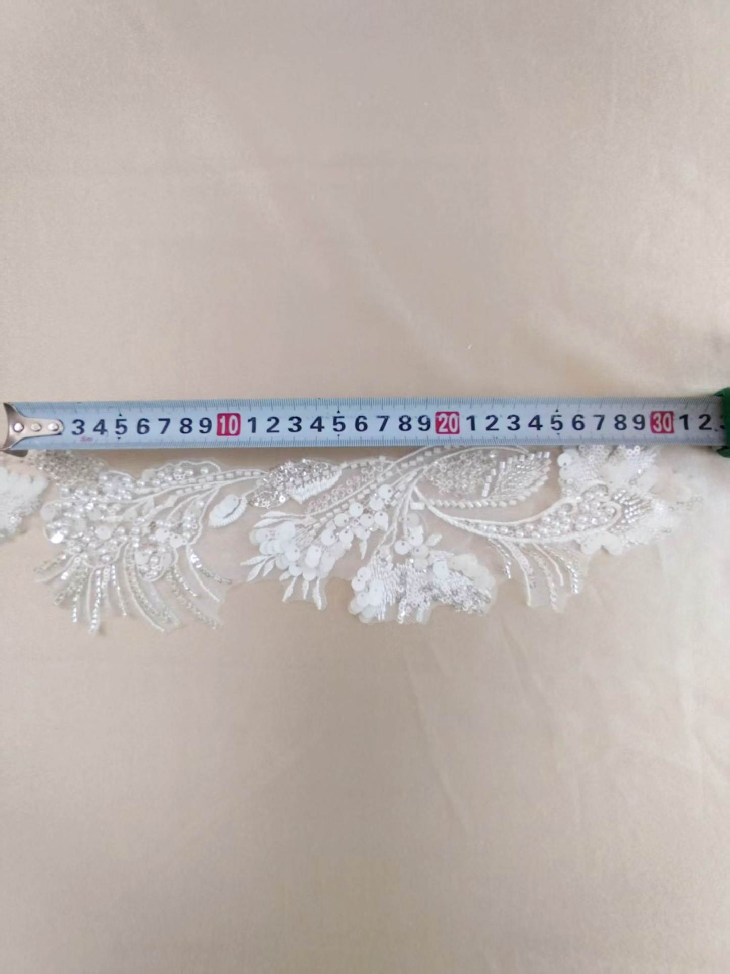 Sequined Lace Trim,3D Beaded Bridal Lace Appliqué with Sequins on Silver Thread, Wedding Dress Embellishment, Lace for Wedding Gown