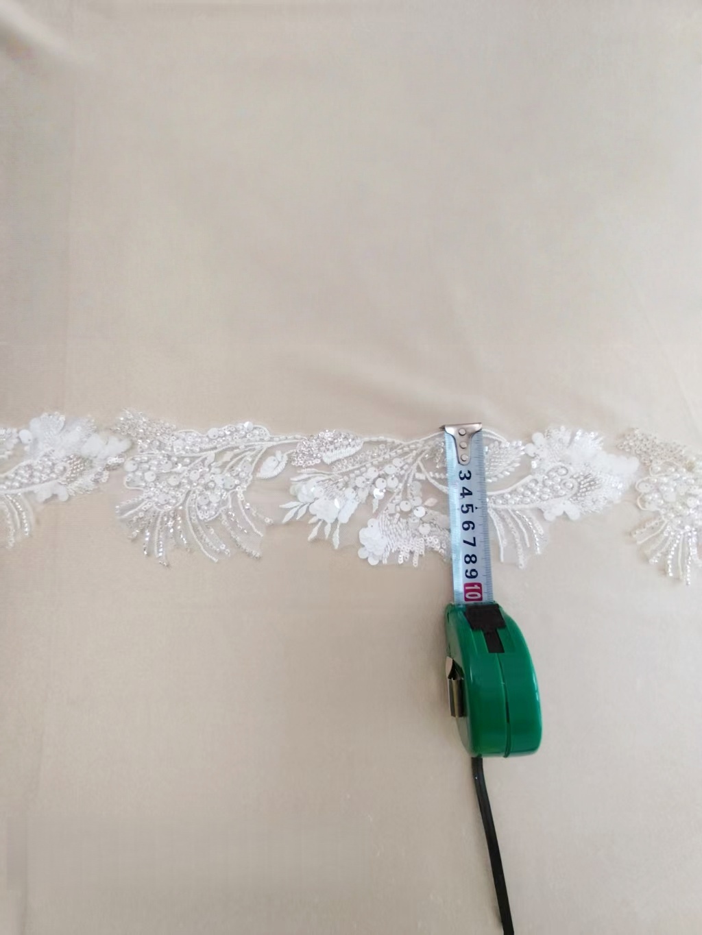 Sequined Lace Trim,3D Beaded Bridal Lace Appliqué with Sequins on Silver Thread, Wedding Dress Embellishment, Lace for Wedding Gown