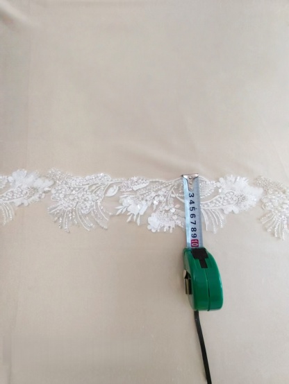 Sequined Lace Trim,3D Beaded Bridal Lace Appliqué with Sequins on Silver Thread, Wedding Dress Embellishment, Lace for Wedding Gown
