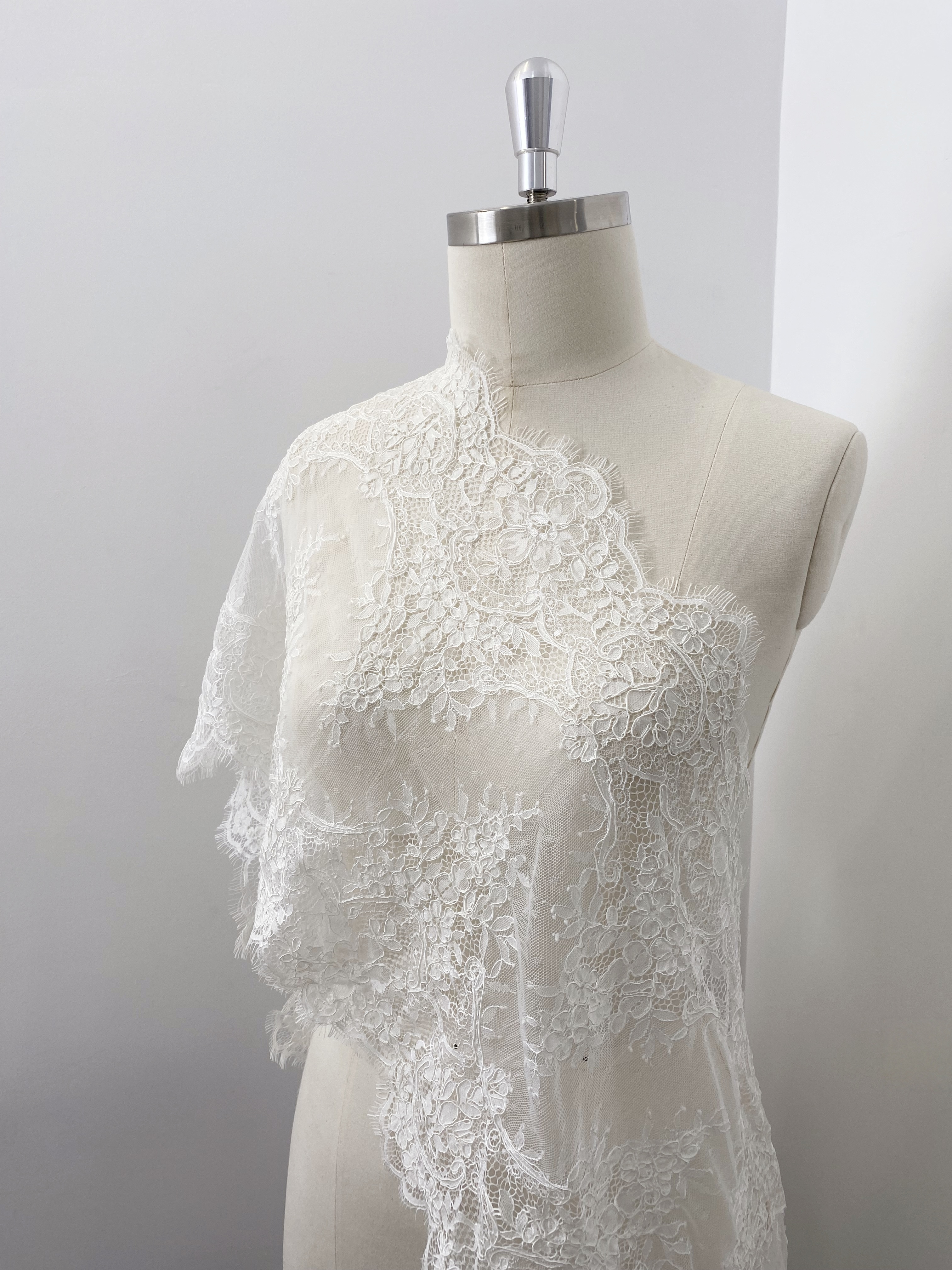 3 Meters French Corded Lace Trim,Floral Eyelash Lace for Bridal Wedding Veils or Dresses