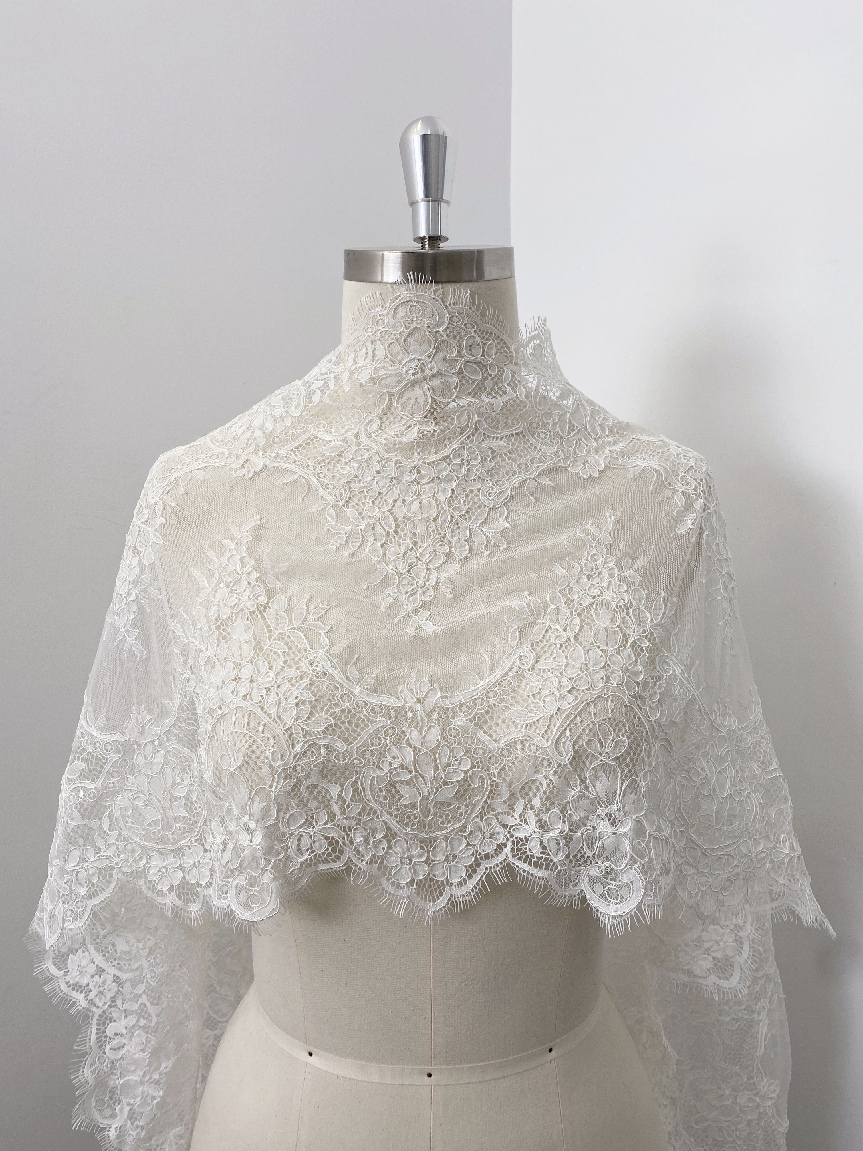 3 Meters French Corded Lace Trim,Floral Eyelash Lace for Bridal Wedding Veils or Dresses