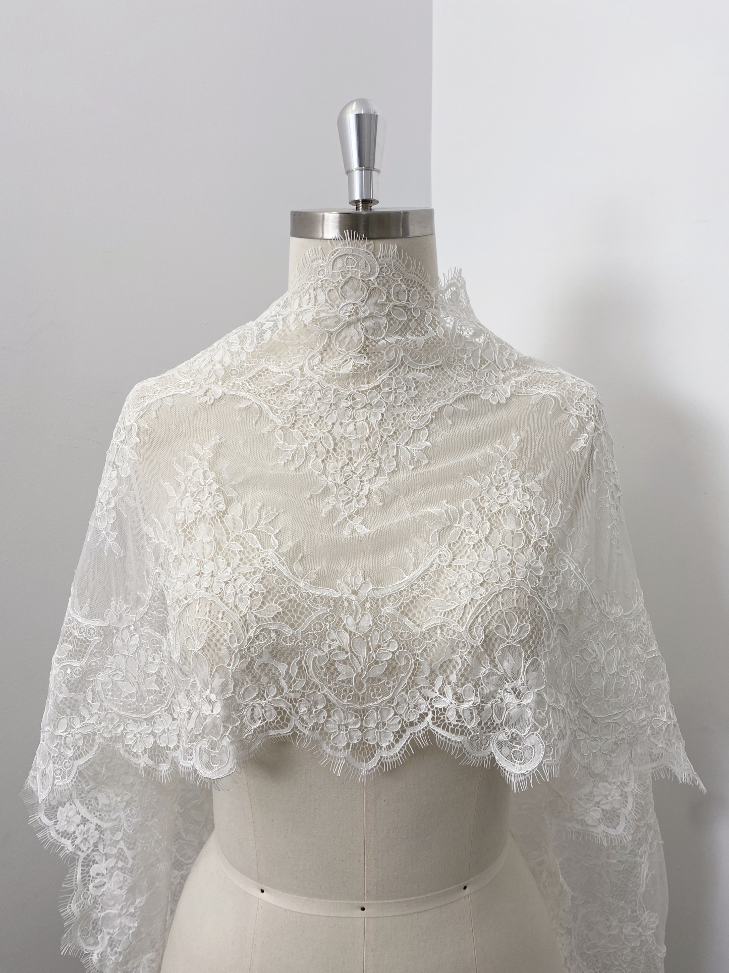 3 Meters French Corded Lace Trim,Floral Eyelash Lace for Bridal Wedding Veils or Dresses