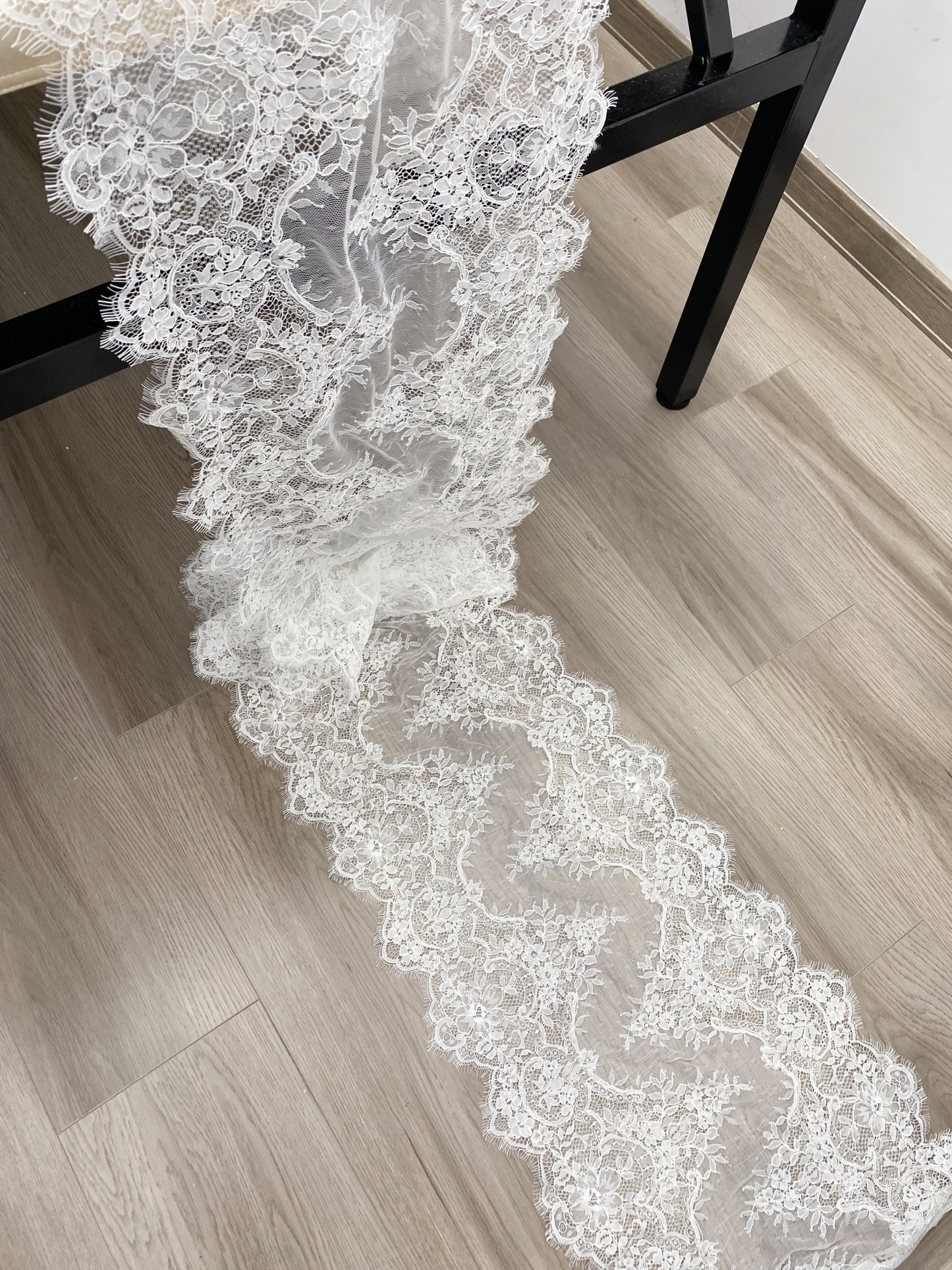 3 Meters French Corded Lace Trim,Floral Eyelash Lace for Bridal Wedding Veils or Dresses