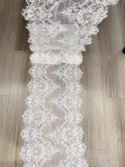 3 Meters French Corded Lace Trim,Floral Eyelash Lace for Bridal Wedding Veils or Dresses