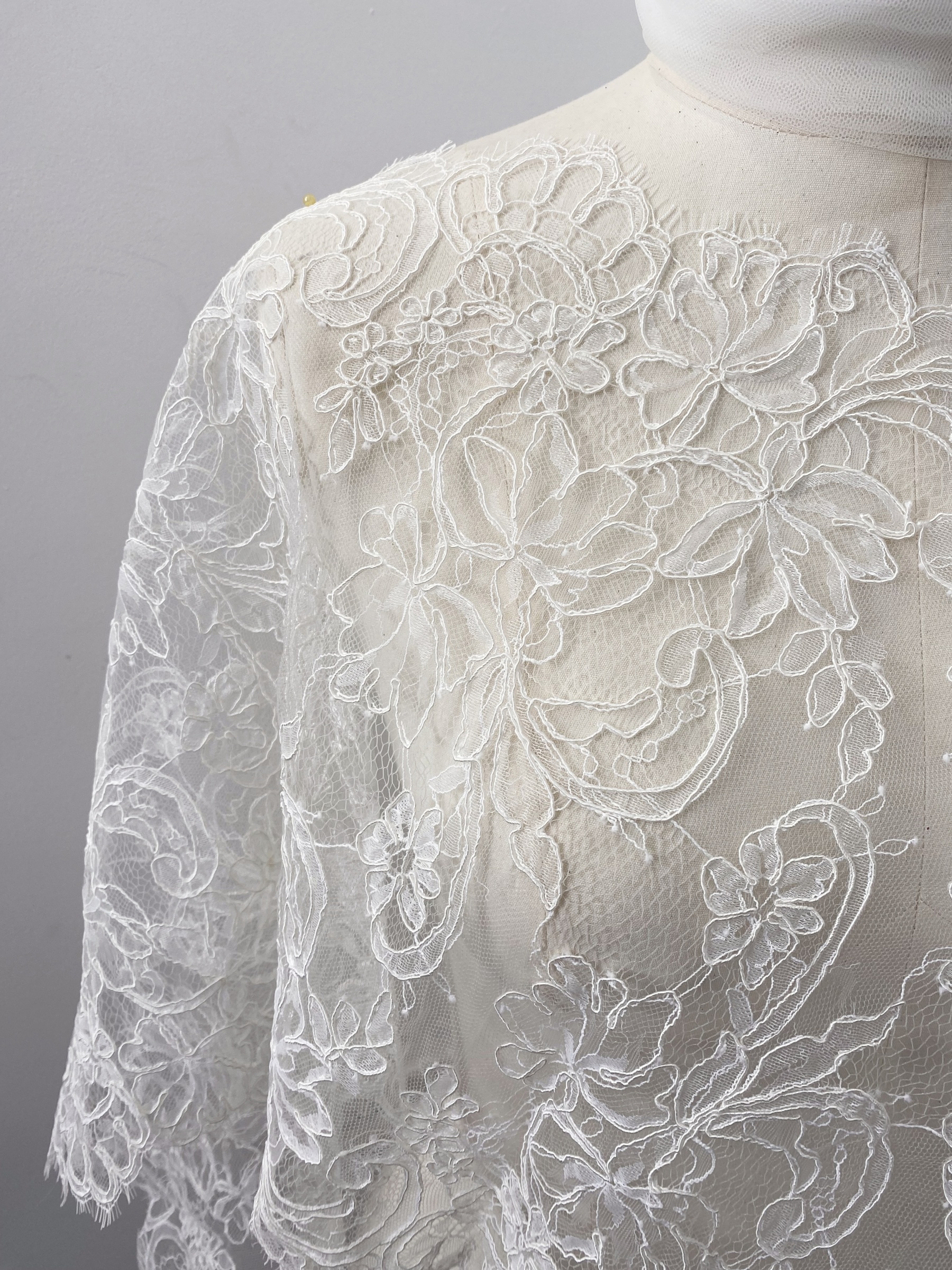 3 Meters French Corded Lace Trim,Floral Eyelash Lace for Bridal Wedding Veils or Dresses