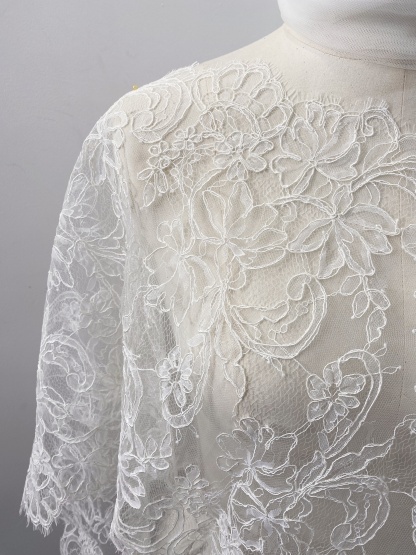 3 Meters French Corded Lace Trim,Floral Eyelash Lace for Bridal Wedding Veils or Dresses