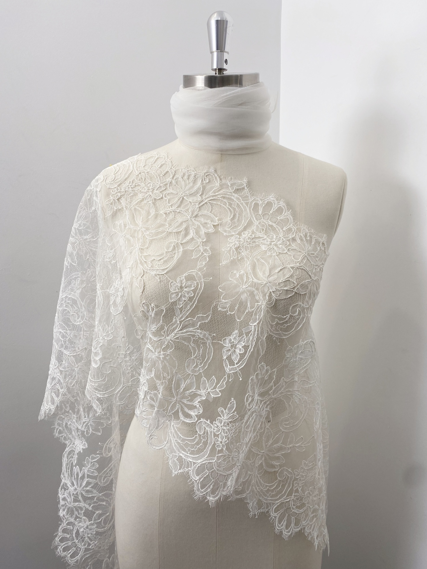 3 Meters French Corded Lace Trim,Floral Eyelash Lace for Bridal Wedding Veils or Dresses