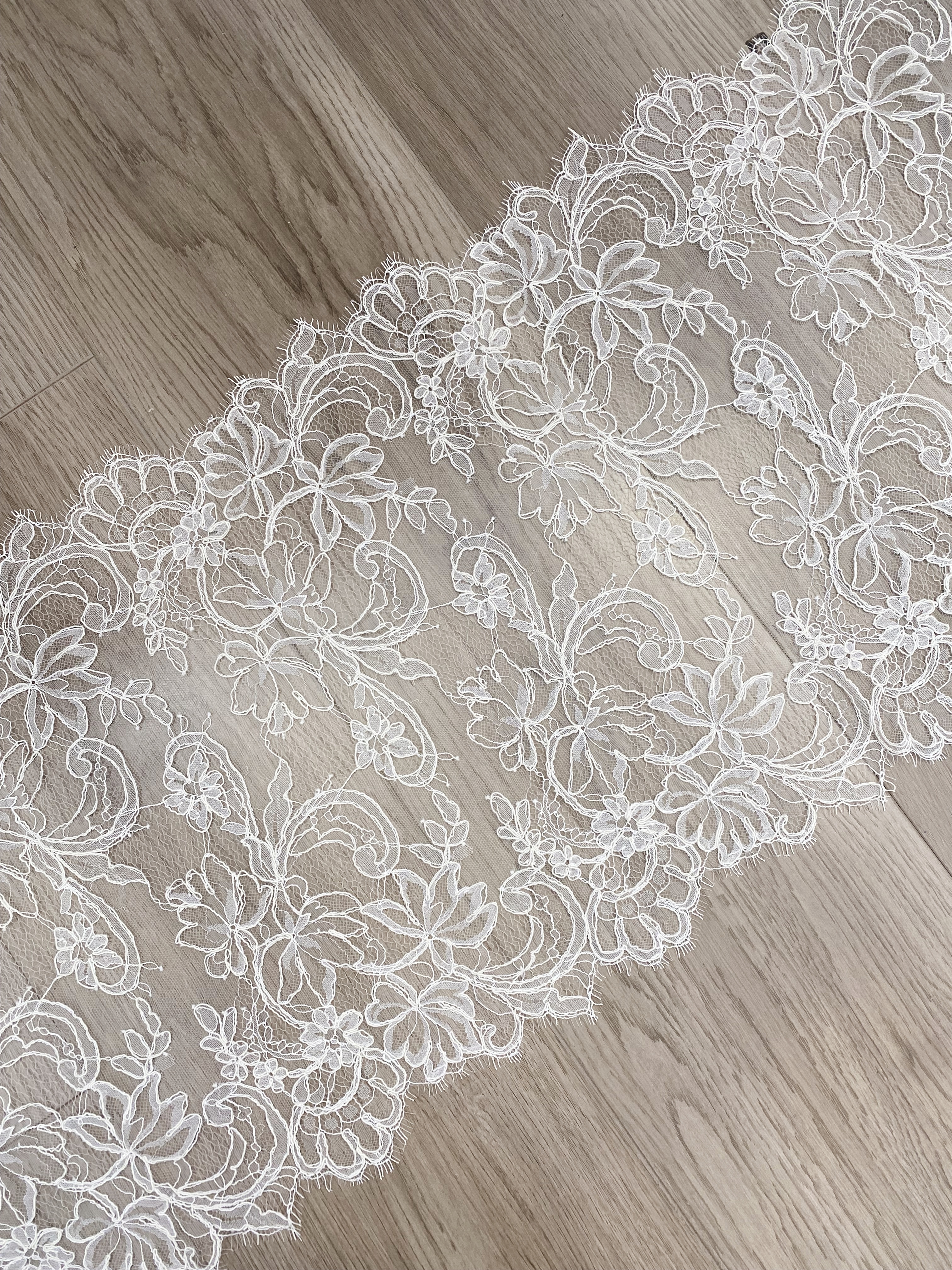 3 Meters French Corded Lace Trim,Floral Eyelash Lace for Bridal Wedding Veils or Dresses