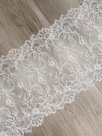 3 Meters French Corded Lace Trim,Floral Eyelash Lace for Bridal Wedding Veils or Dresses