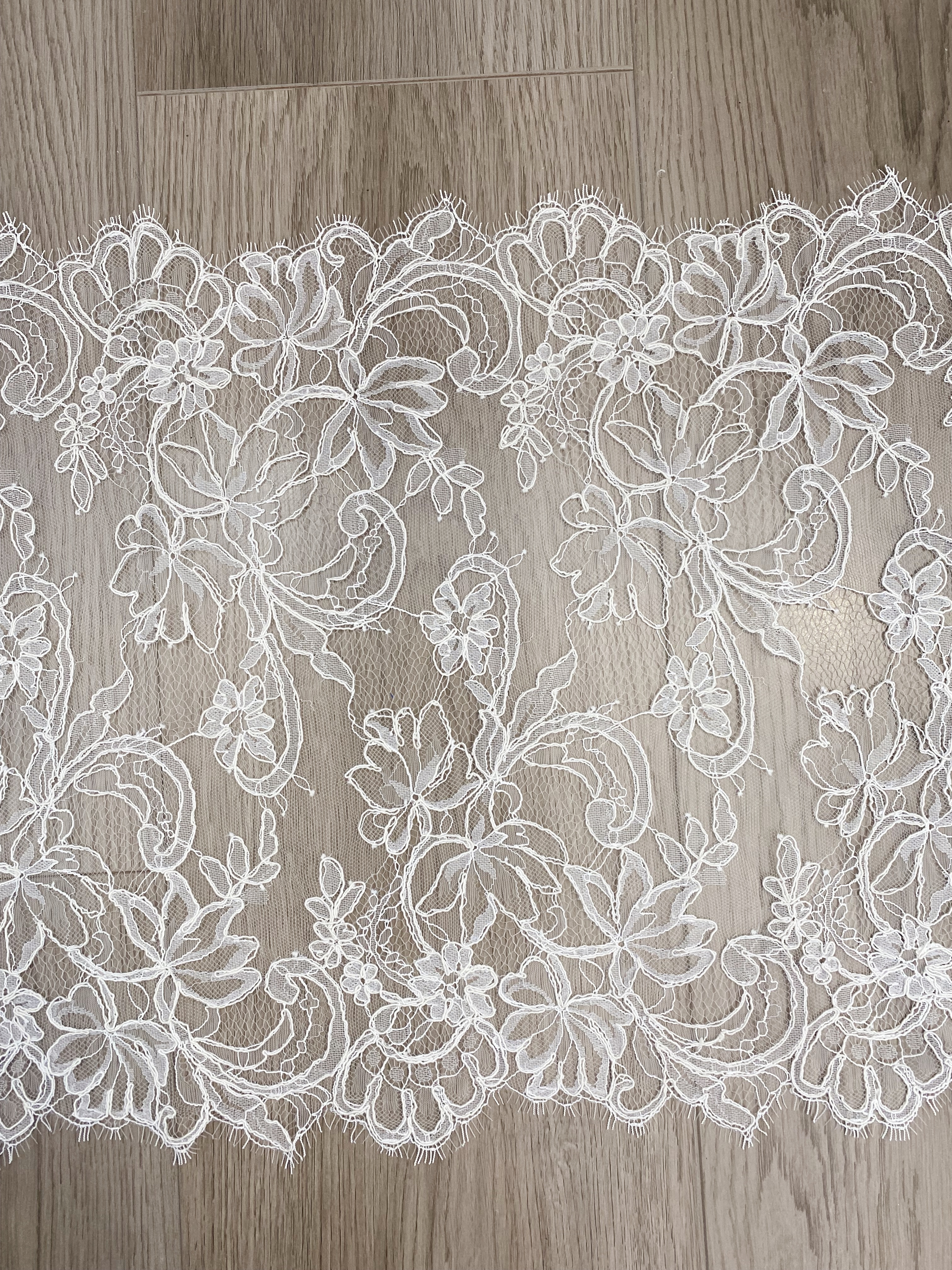 3 Meters French Corded Lace Trim,Floral Eyelash Lace for Bridal Wedding Veils or Dresses
