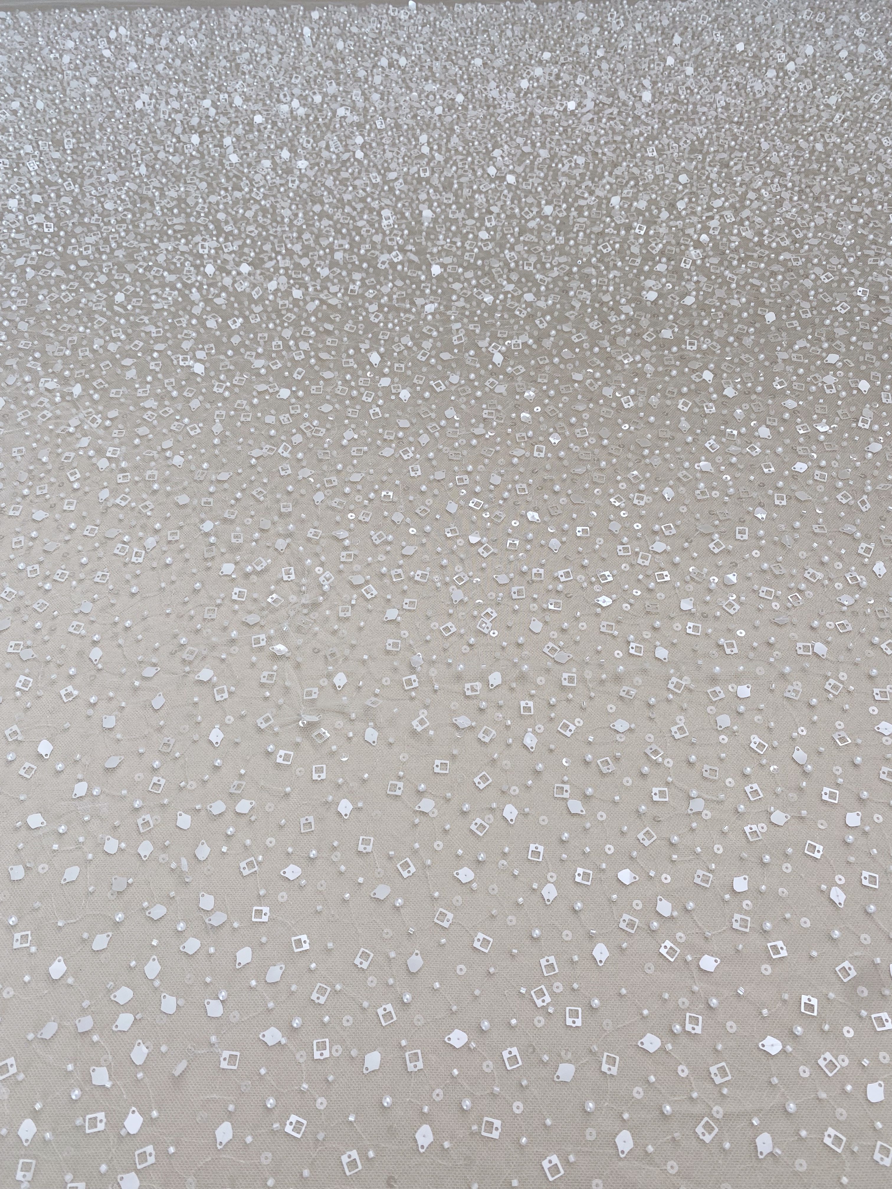 White Heavy Sequin Beaded Tulle Lace Fabric, DIY Dress Tulle Fabric,Wedding Evening Dress Tulle, Sequin Pearl Flower Mesh Lace