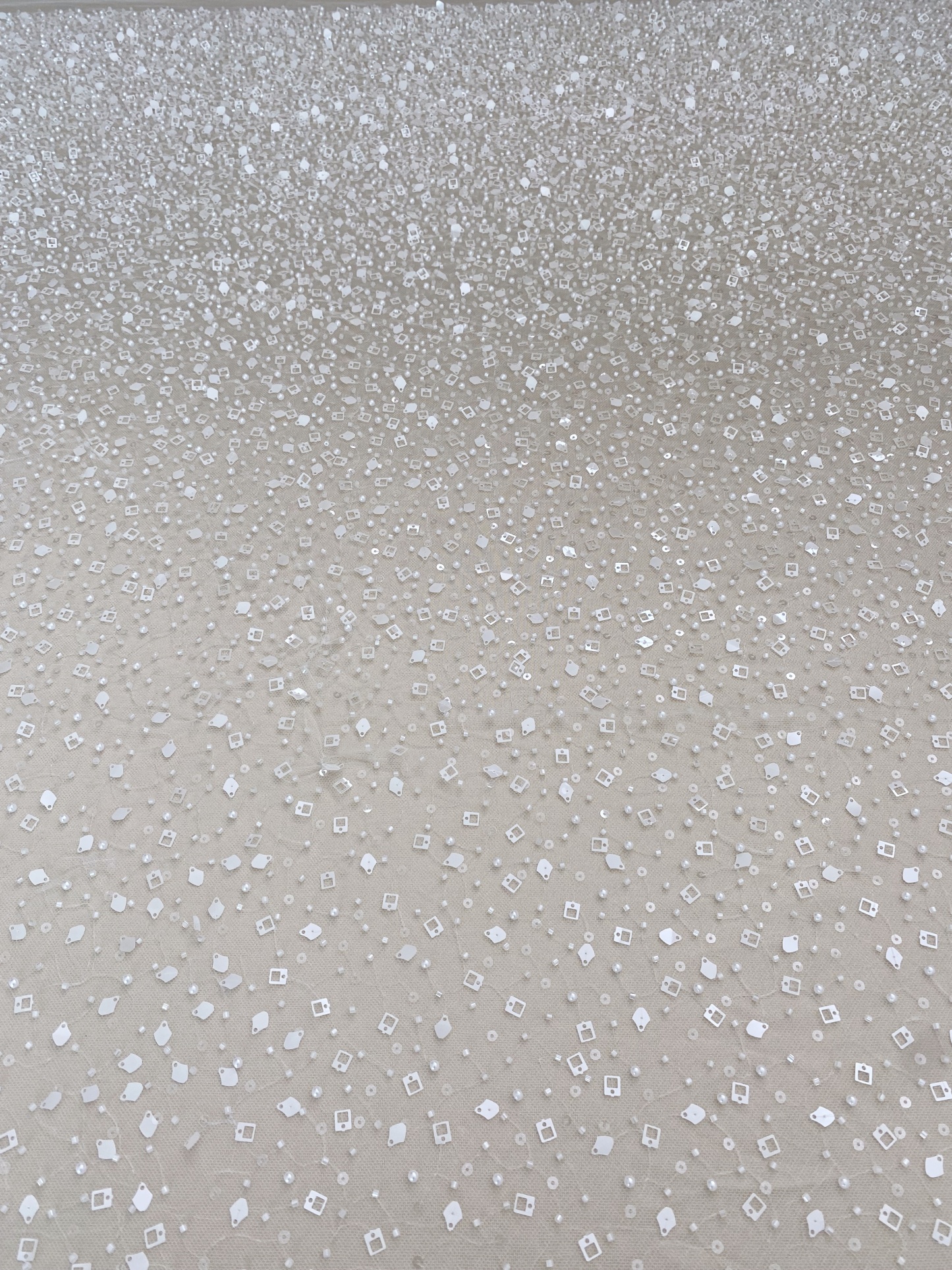 White Heavy Sequin Beaded Tulle Lace Fabric, DIY Dress Tulle Fabric,Wedding Evening Dress Tulle, Sequin Pearl Flower Mesh Lace