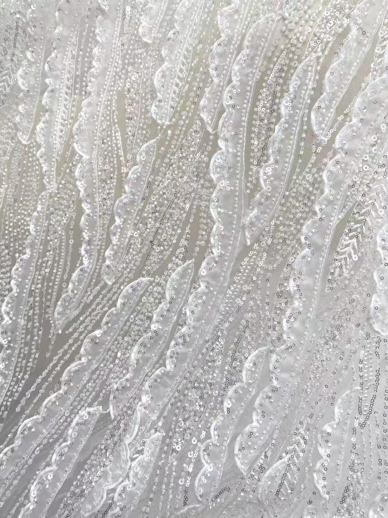 Ivory lace fabric with 3D Ruffle, Soft Tulle Mesh Wave Design Lace,Embroidery tulle lace mesh for wedding dress, bridal gown, DIY costume