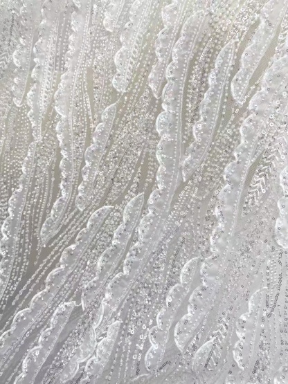 Ivory lace fabric with 3D Ruffle, Soft Tulle Mesh Wave Design Lace,Embroidery tulle lace mesh for wedding dress, bridal gown, DIY costume
