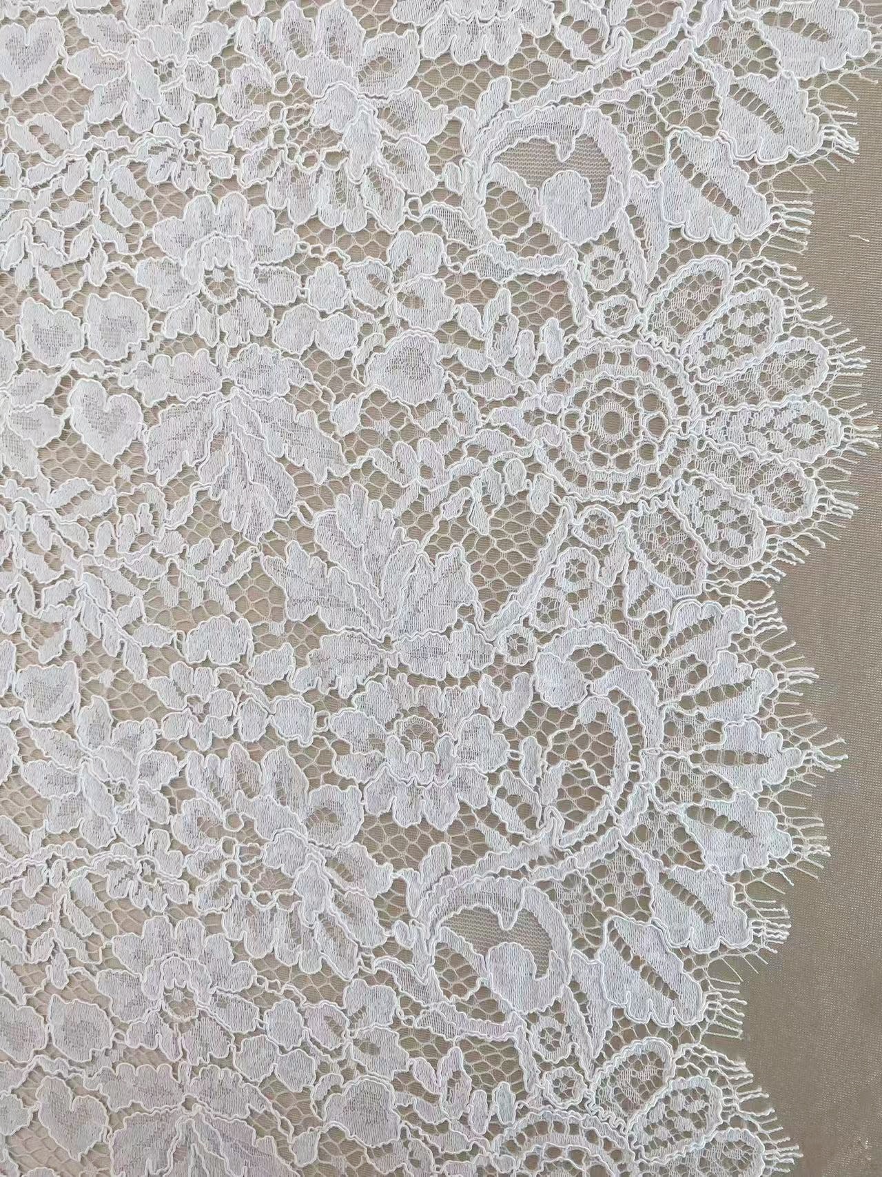White Corded Lace Fabric Chantilly Lace for Wedding