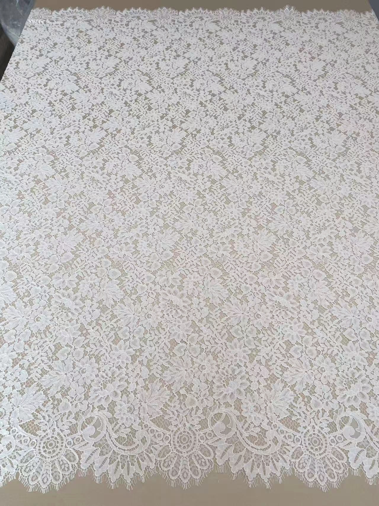 White Corded Lace Fabric Chantilly Lace for Wedding