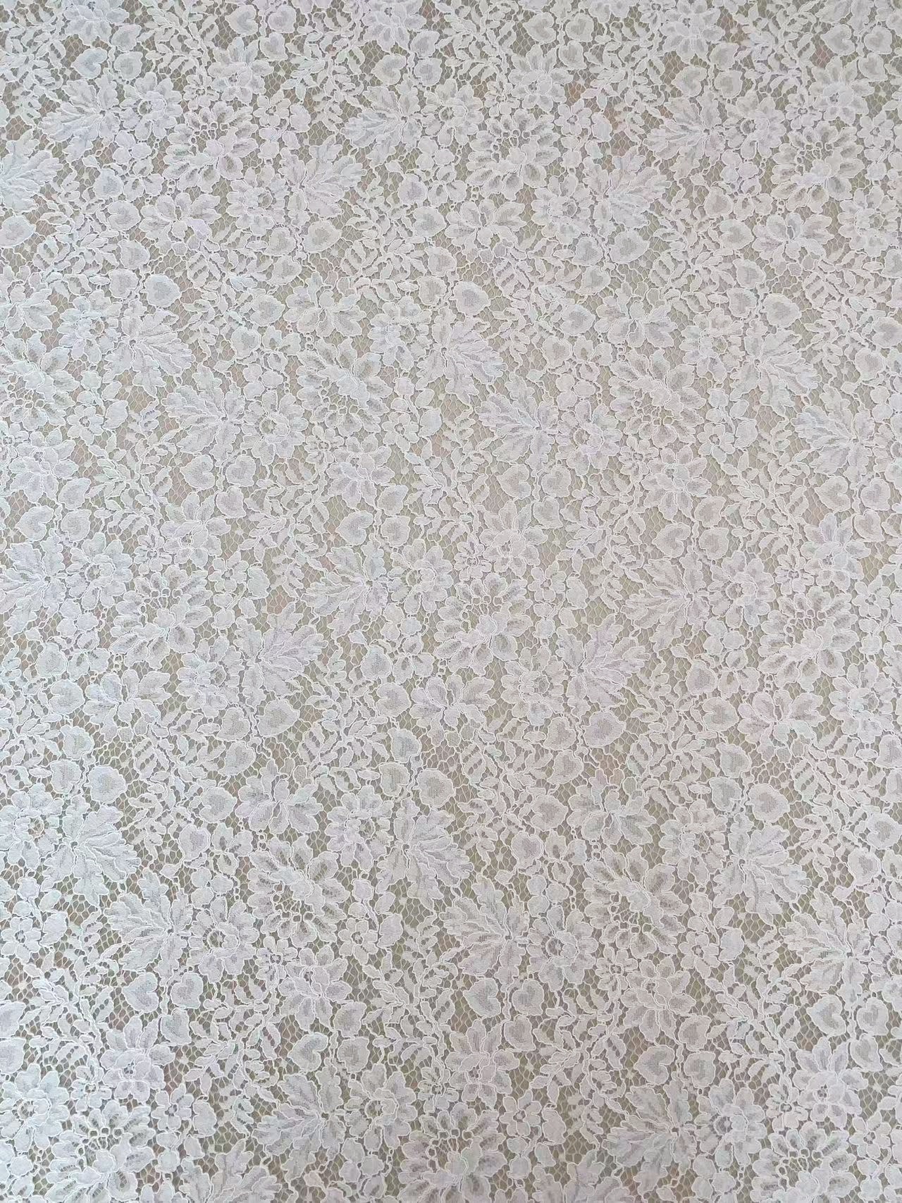 White Corded Lace Fabric Chantilly Lace for Wedding