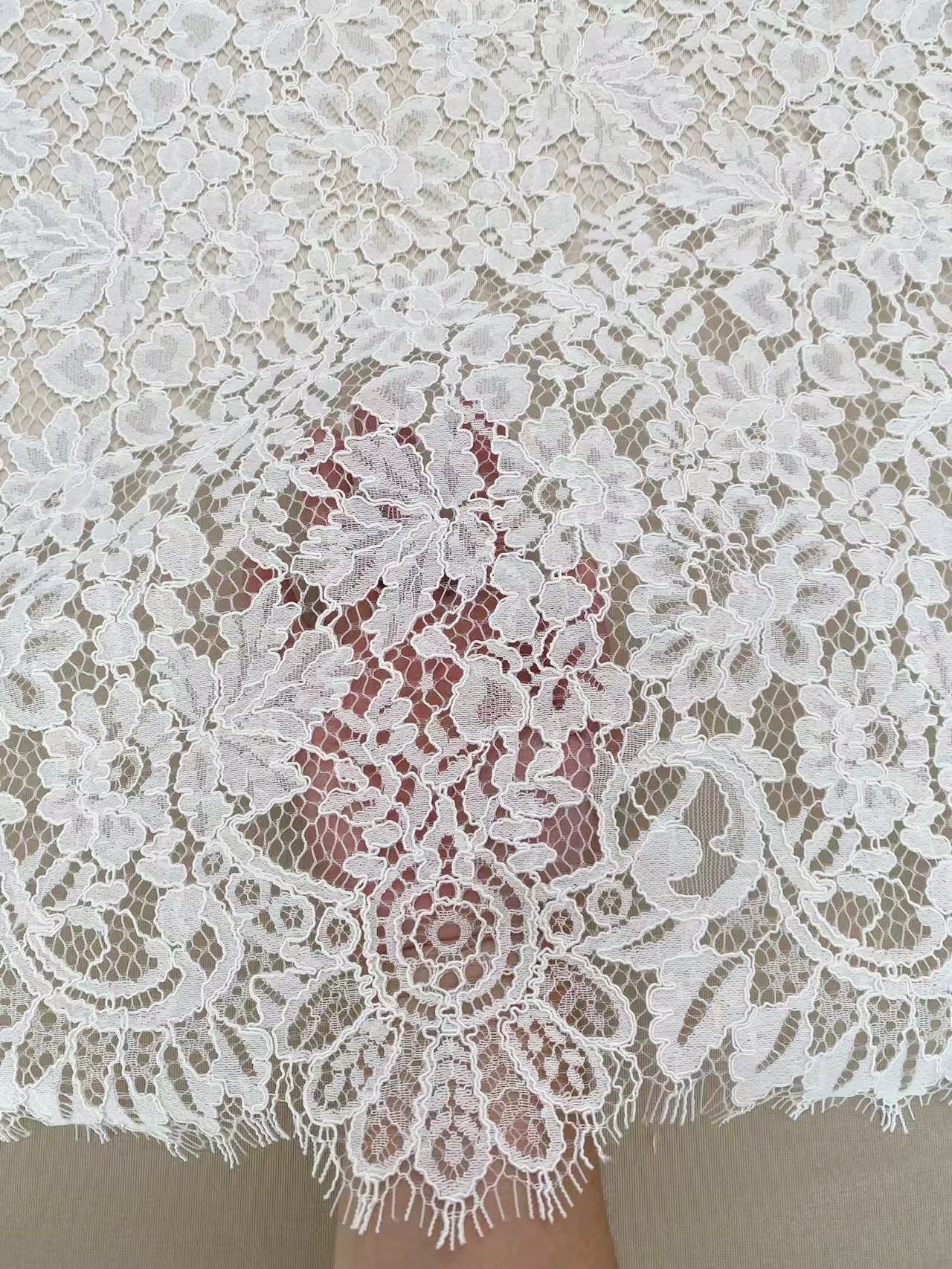 White Corded Lace Fabric Chantilly Lace for Wedding