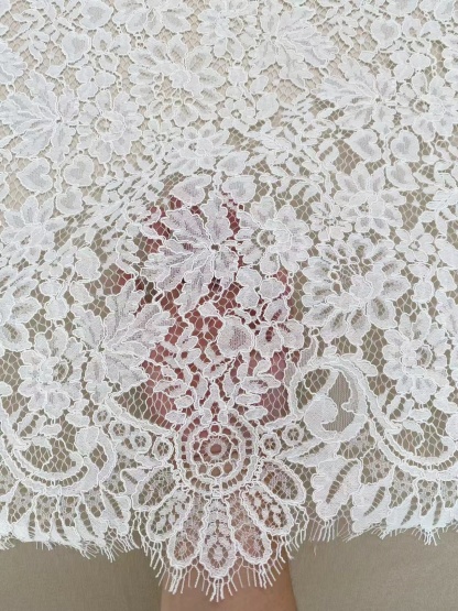White Corded Lace Fabric Chantilly Lace for Wedding