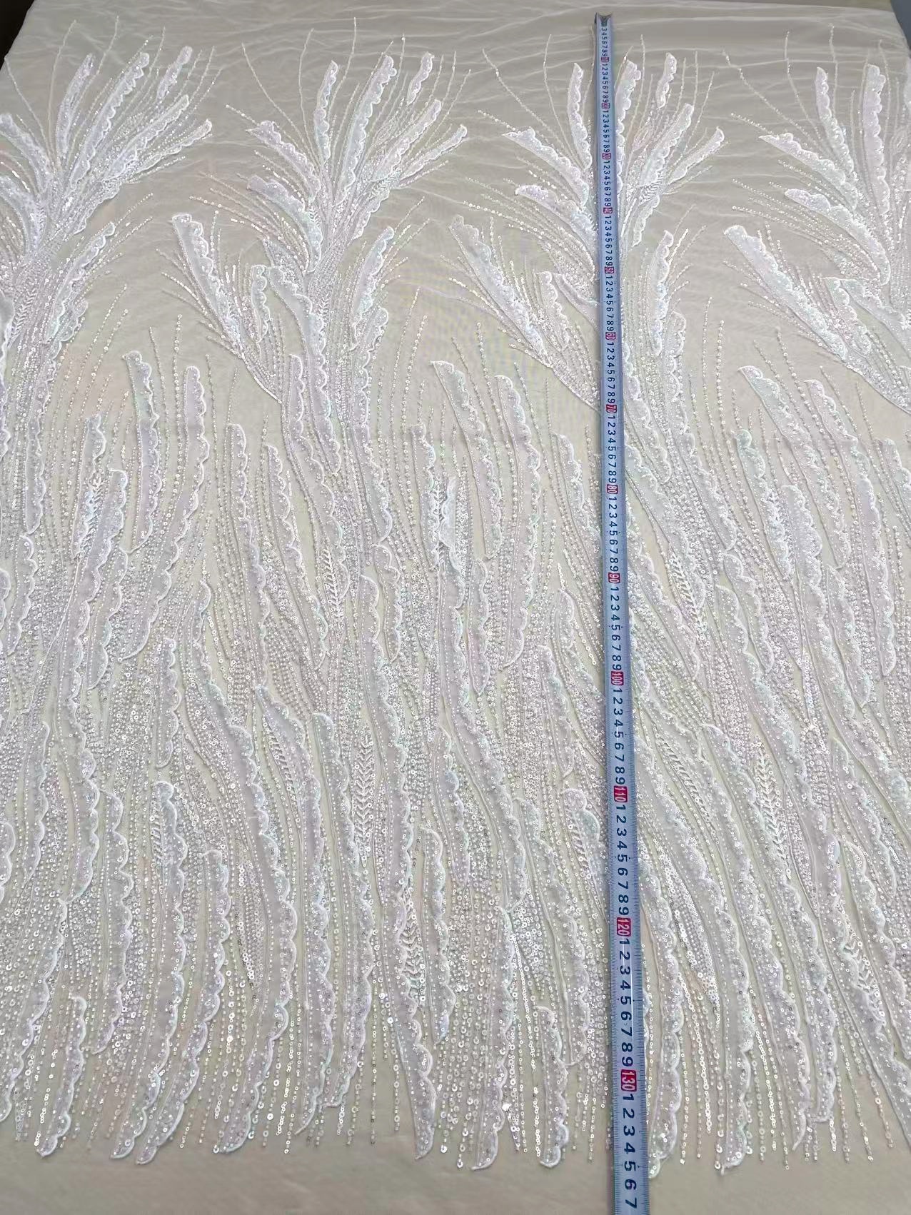 Ivory lace fabric with 3D Ruffle, Soft Tulle Mesh Wave Design Lace,Embroidery tulle lace mesh for wedding dress, bridal gown, DIY costume