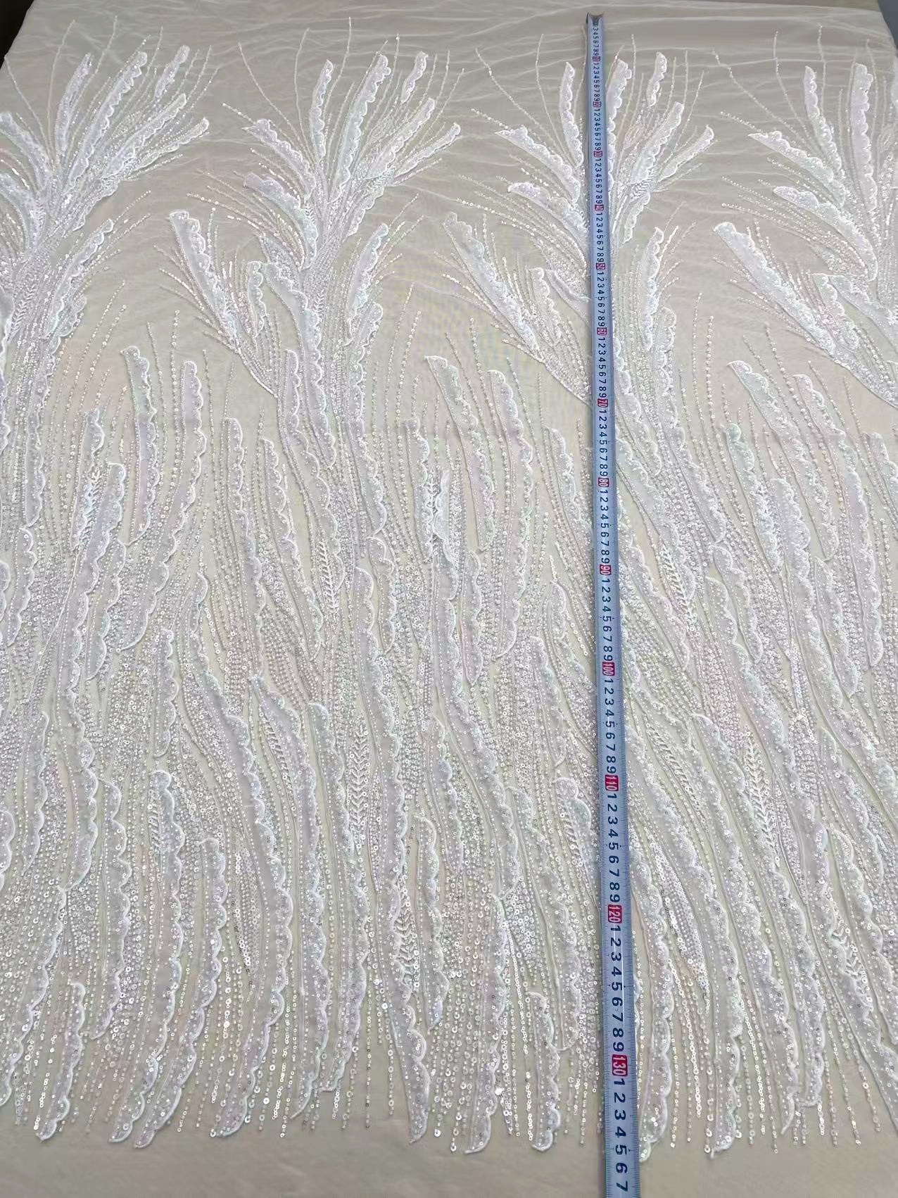 Ivory lace fabric with 3D Ruffle, Soft Tulle Mesh Wave Design Lace,Embroidery tulle lace mesh for wedding dress, bridal gown, DIY costume