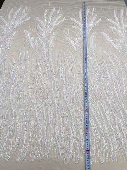 Ivory lace fabric with 3D Ruffle, Soft Tulle Mesh Wave Design Lace,Embroidery tulle lace mesh for wedding dress, bridal gown, DIY costume