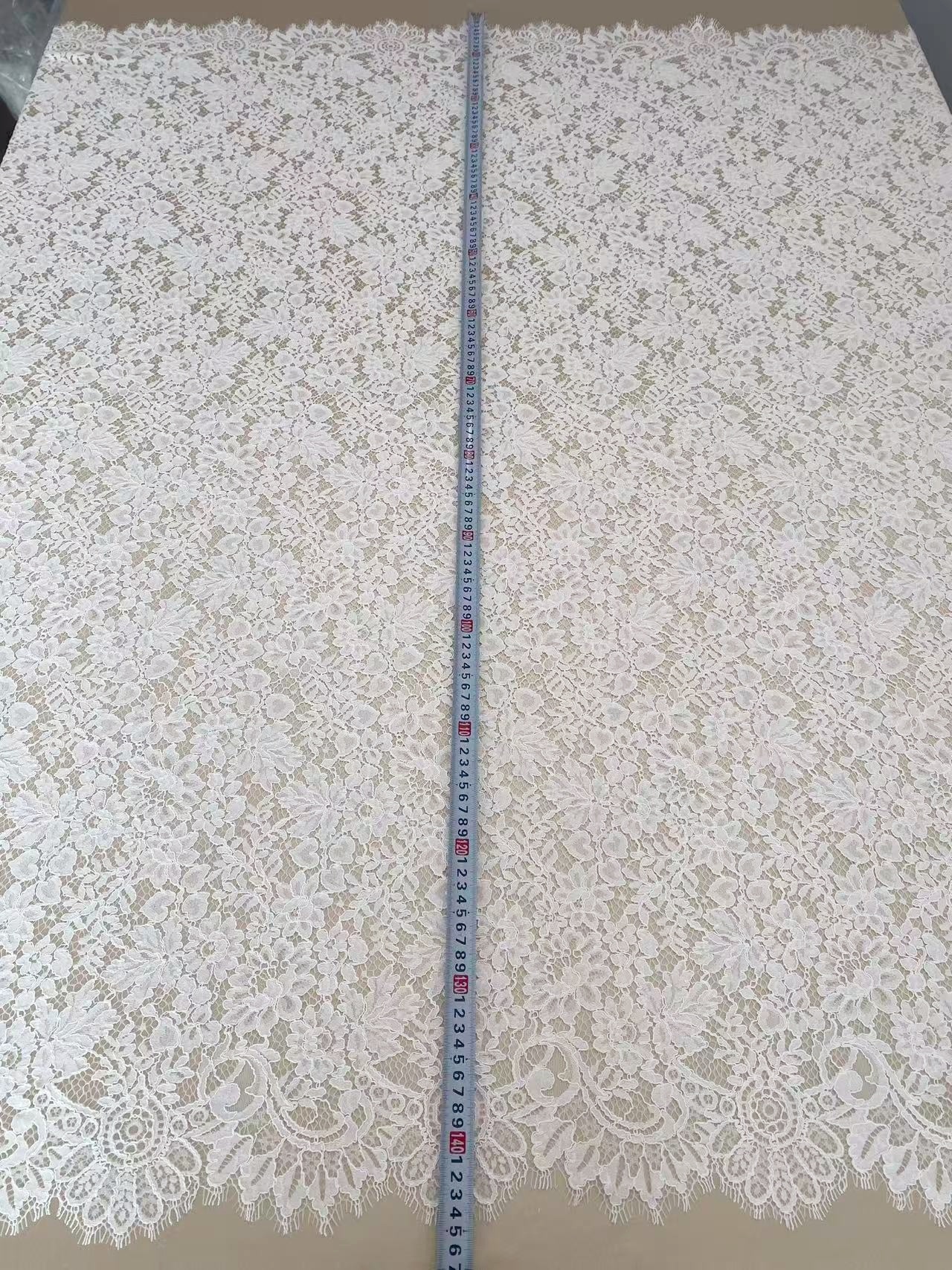 White Corded Lace Fabric Chantilly Lace for Wedding