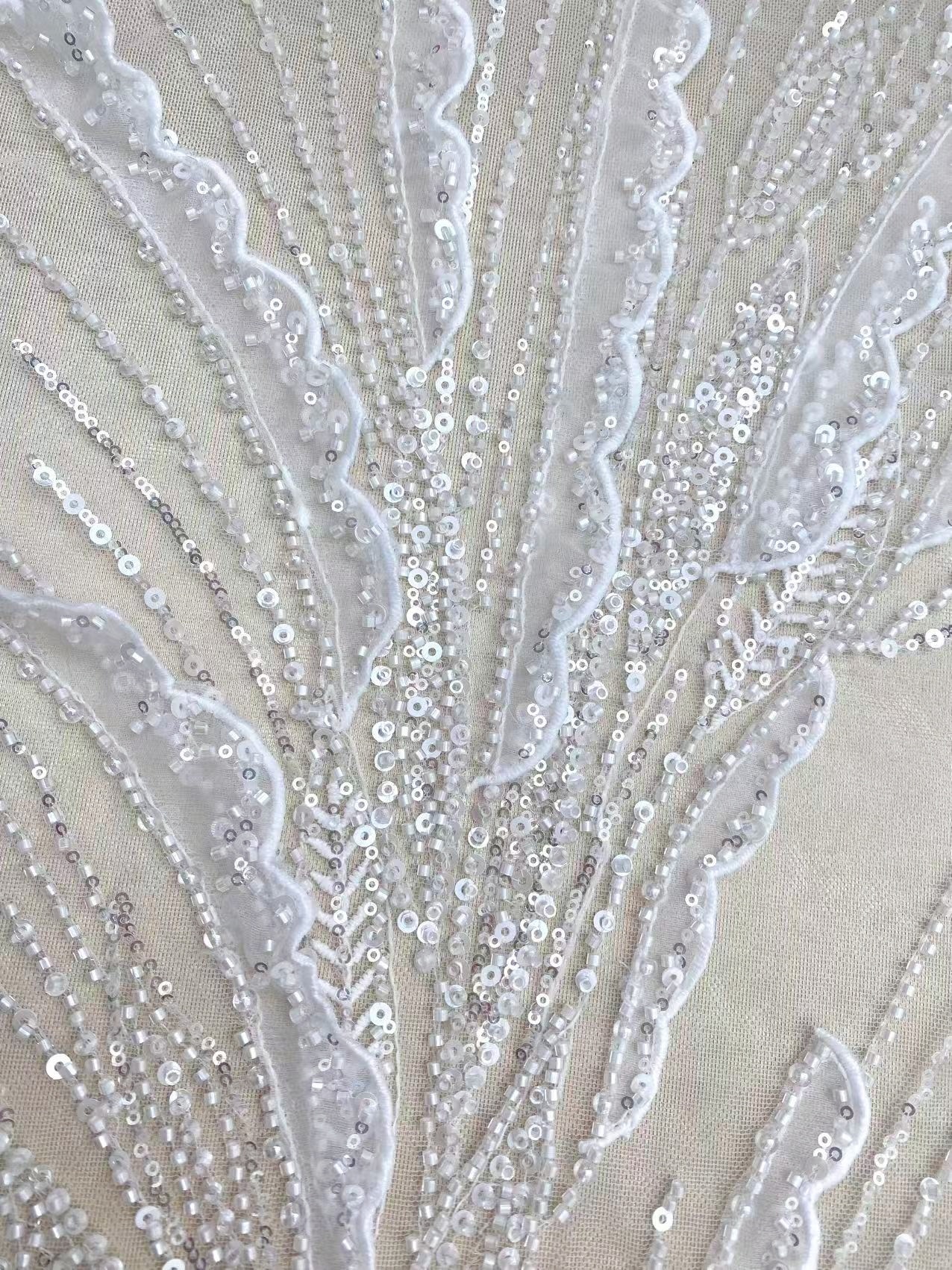 Ivory lace fabric with 3D Ruffle, Soft Tulle Mesh Wave Design Lace,Embroidery tulle lace mesh for wedding dress, bridal gown, DIY costume