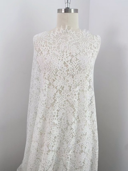 White Corded Lace Fabric Chantilly Lace for Wedding