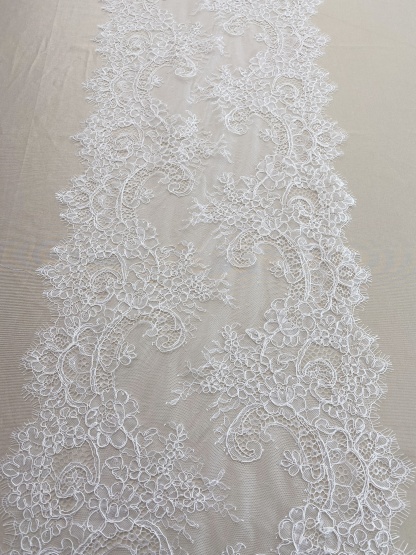 3 Meters French Corded Lace Trim,Floral Eyelash Lace for Bridal Wedding Veils or Dresses