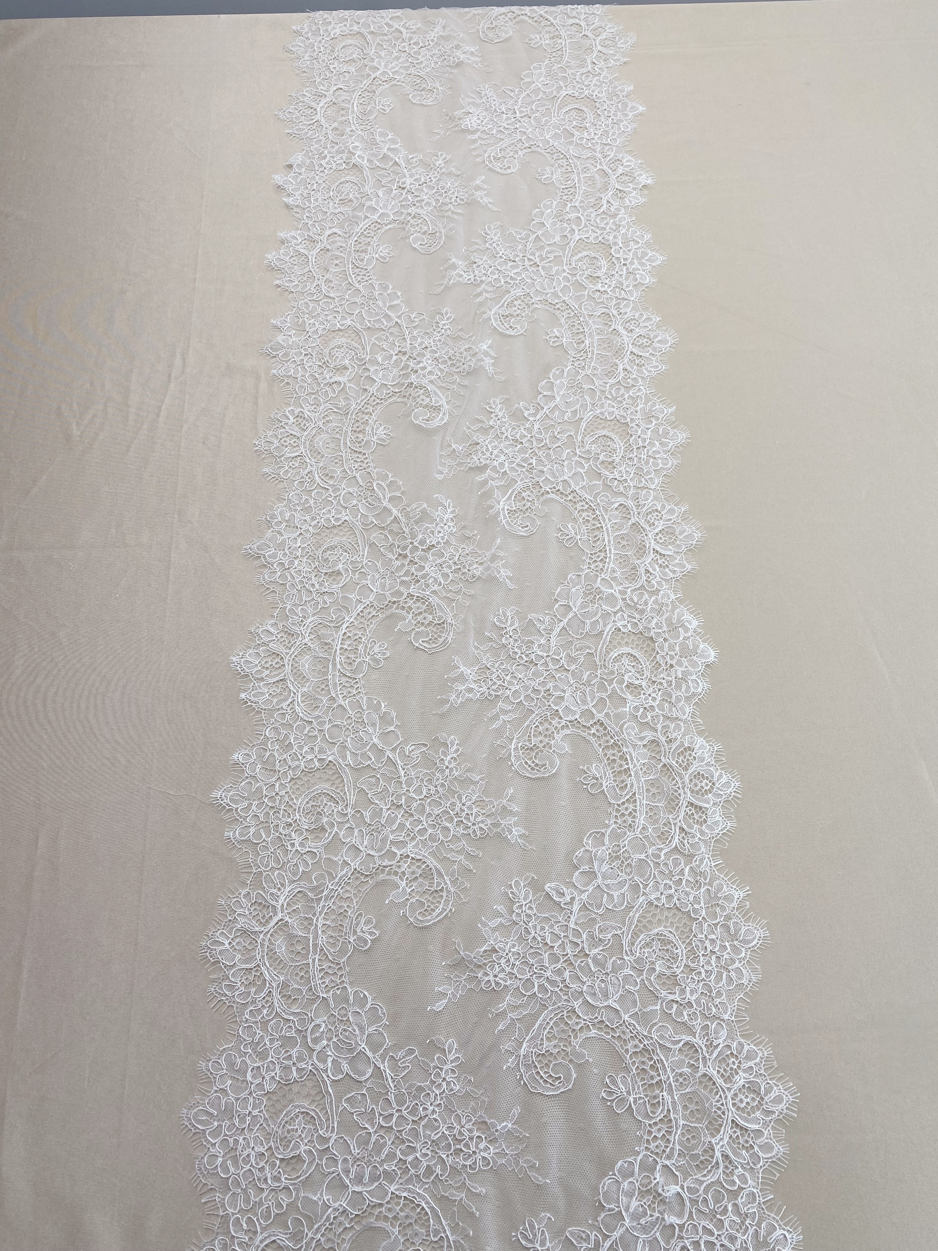 3 Meters French Corded Lace Trim,Floral Eyelash Lace for Bridal Wedding Veils or Dresses