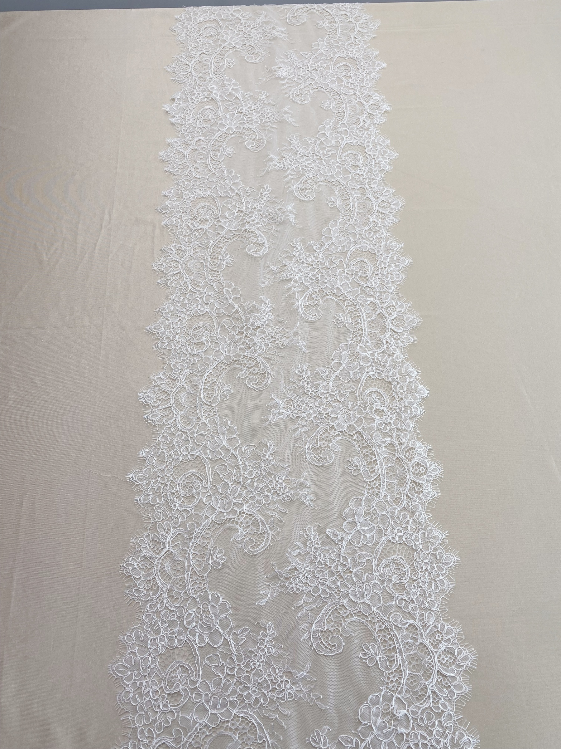 3 Meters French Corded Lace Trim,Floral Eyelash Lace for Bridal Wedding Veils or Dresses