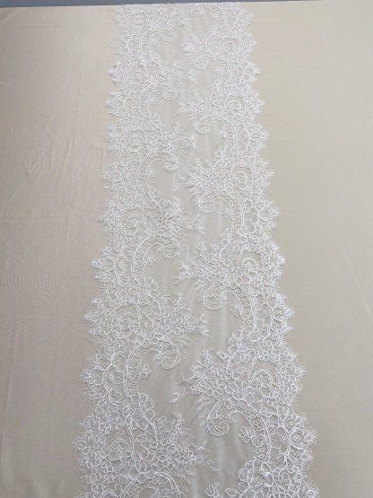 3 Meters French Corded Lace Trim,Floral Eyelash Lace for Bridal Wedding Veils or Dresses