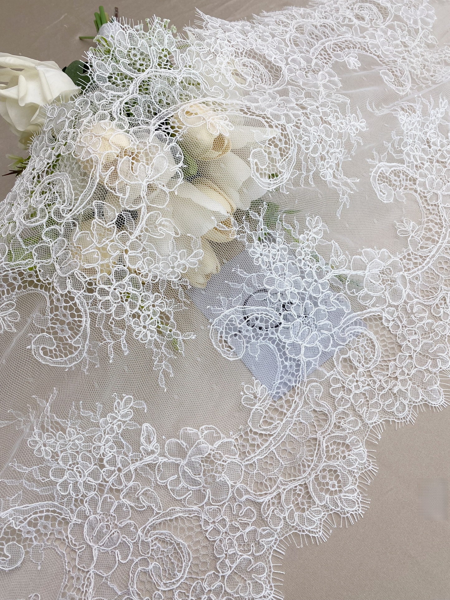 3 Meters French Corded Lace Trim,Floral Eyelash Lace for Bridal Wedding Veils or Dresses