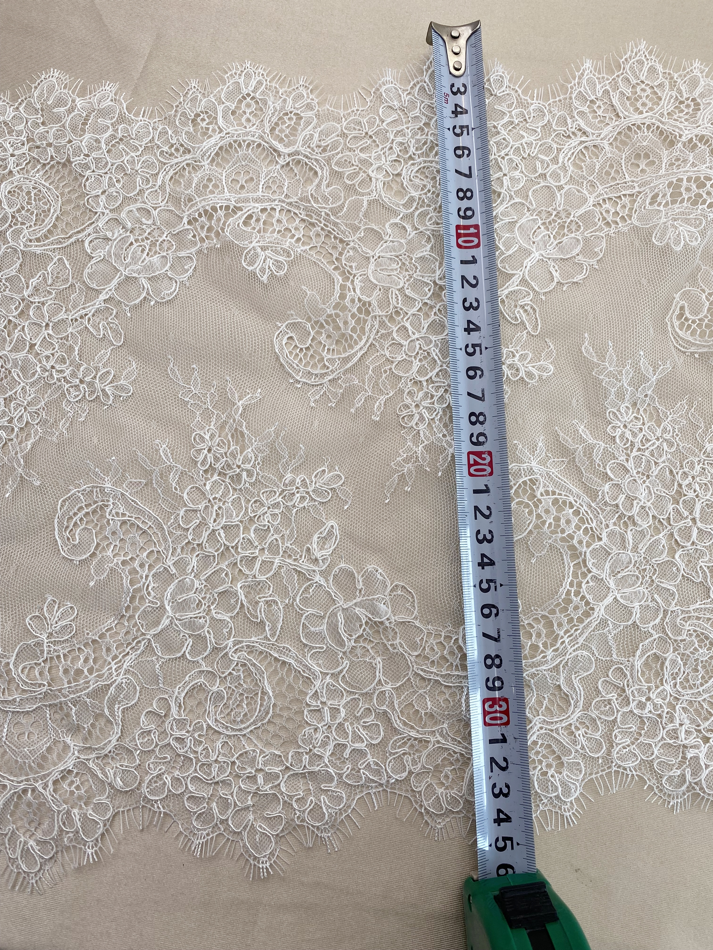 3 Meters French Corded Lace Trim,Floral Eyelash Lace for Bridal Wedding Veils or Dresses