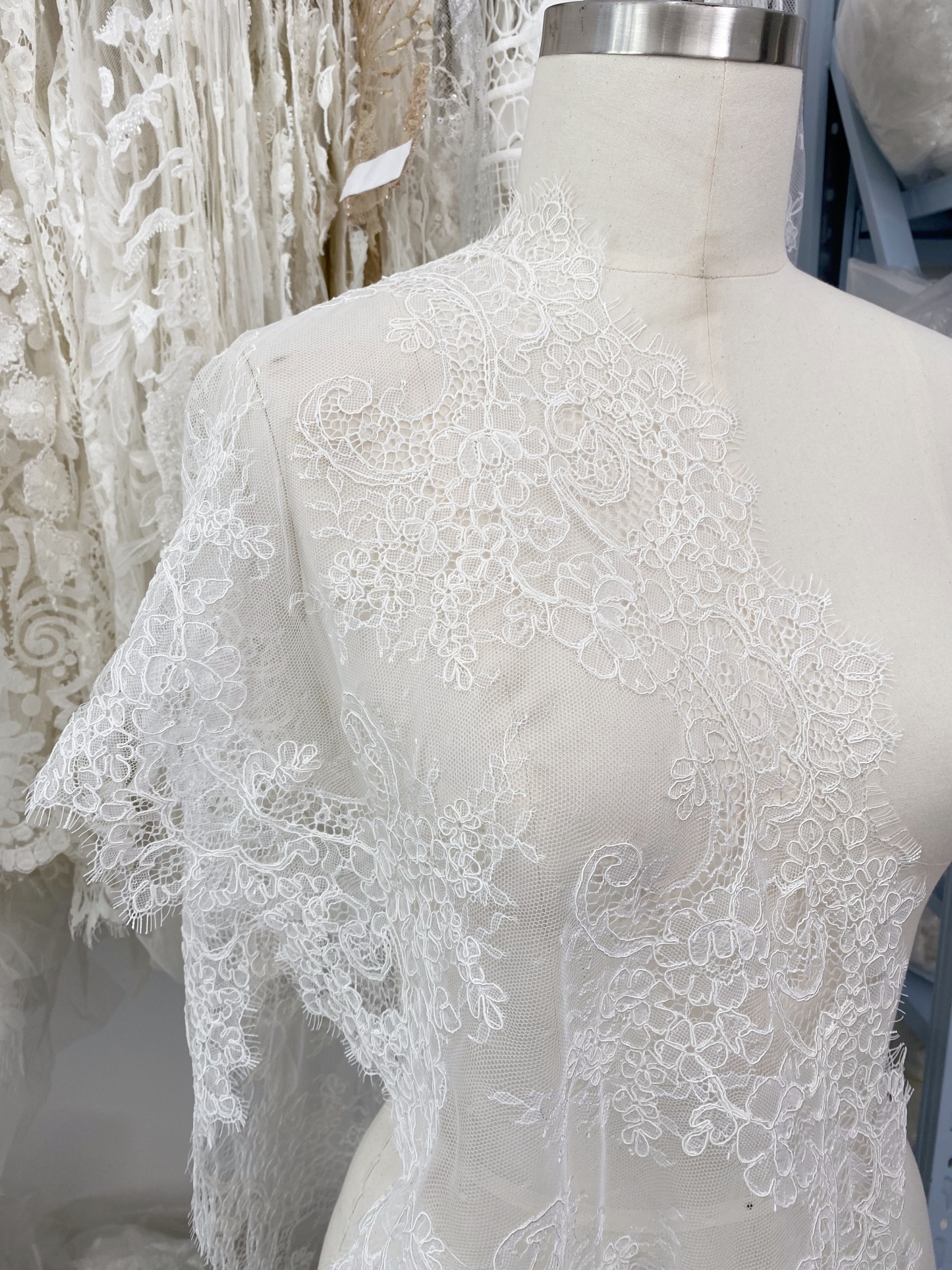 3 Meters French Corded Lace Trim,Floral Eyelash Lace for Bridal Wedding Veils or Dresses