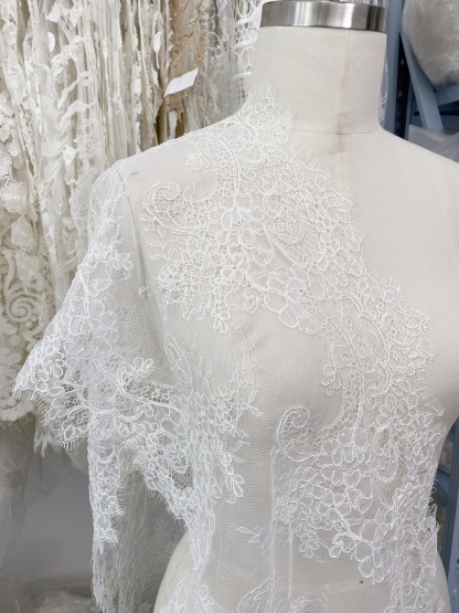 3 Meters French Corded Lace Trim,Floral Eyelash Lace for Bridal Wedding Veils or Dresses