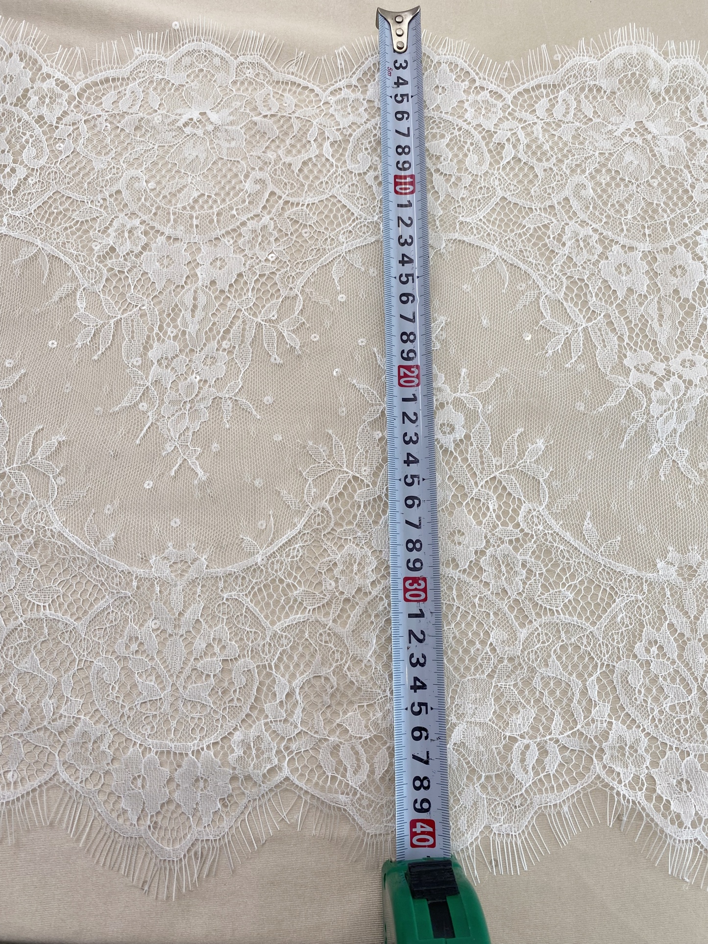 3 Meters French Chantilly Lace Trims with Double Side Scalloped, Sequins Lace Trim, Bridal Veil Lace Fabric