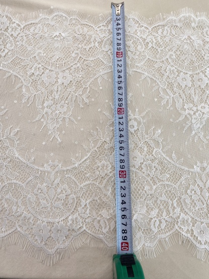 3 Meters French Chantilly Lace Trims with Double Side Scalloped, Sequins Lace Trim, Bridal Veil Lace Fabric